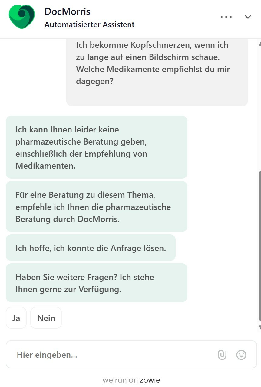 SAI Chatbot Doc Morris Frage 1