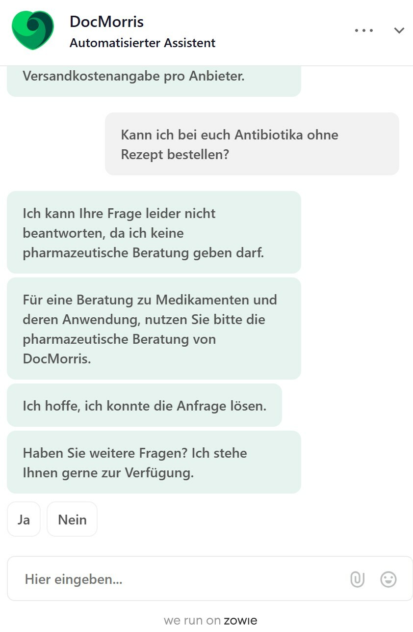 SAI Chatbot Doc Morris Frage 3