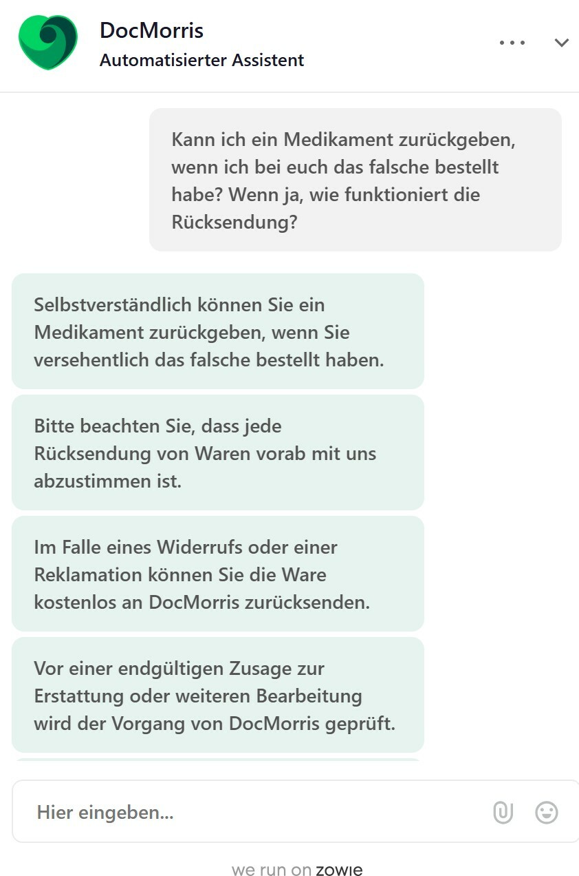 SAI Chatbot Doc Morris Frage 4