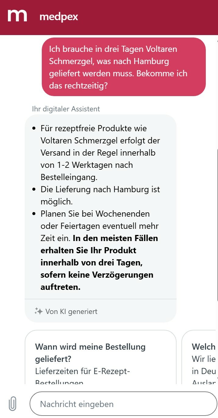 SAI Chatbot Medpex Frage 5