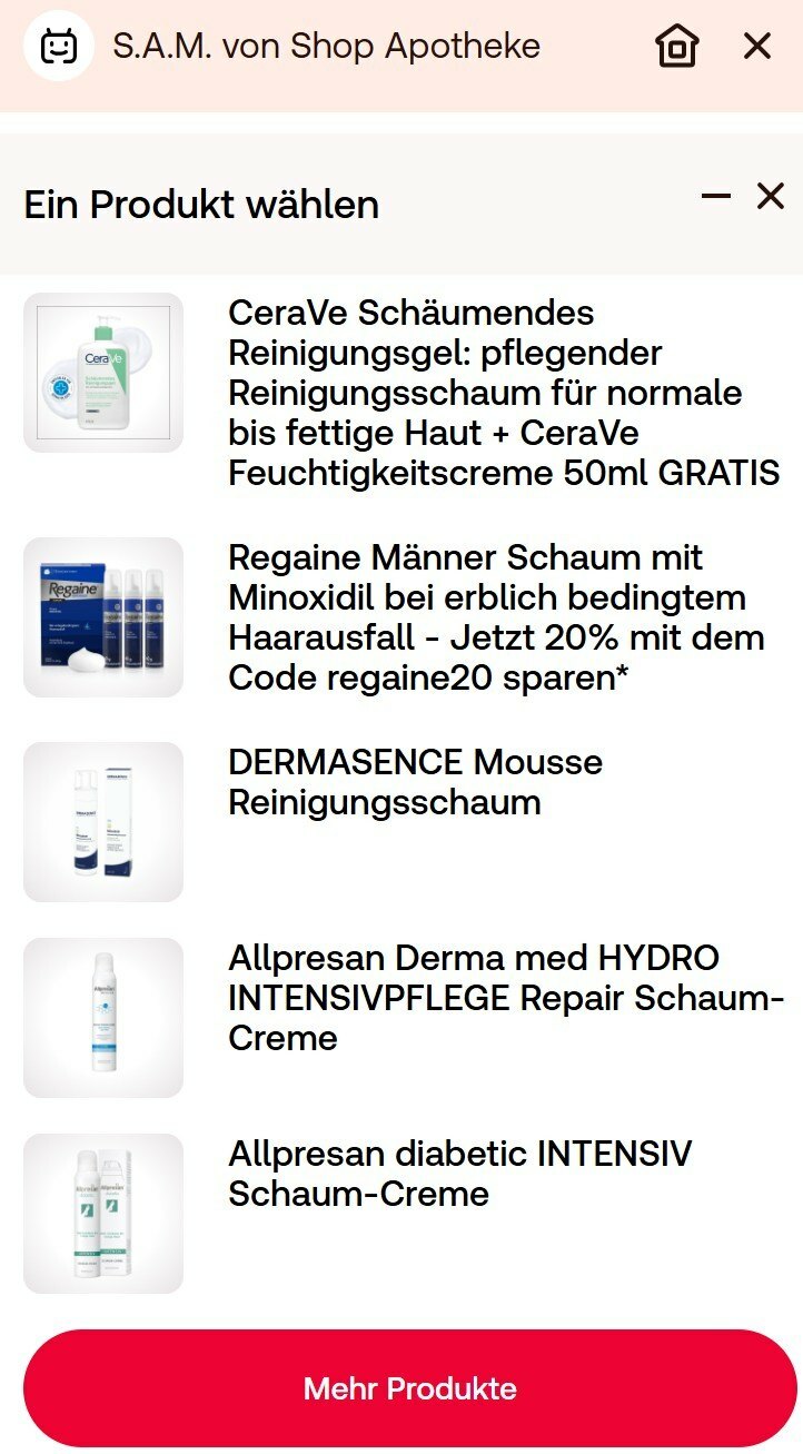 SAI Chatbot Shop Apotheke Frage 1