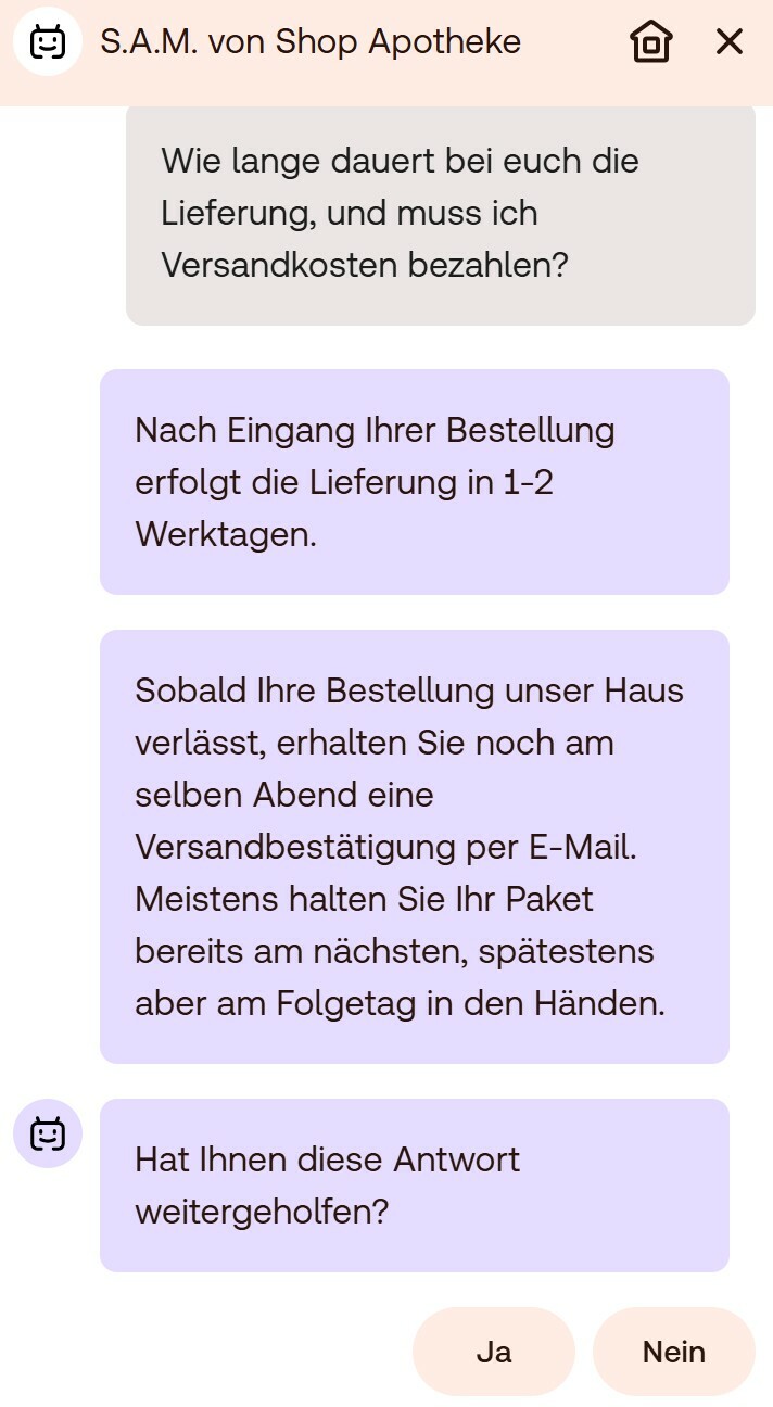 SAI Chatbot Shop Apotheke Frage 2