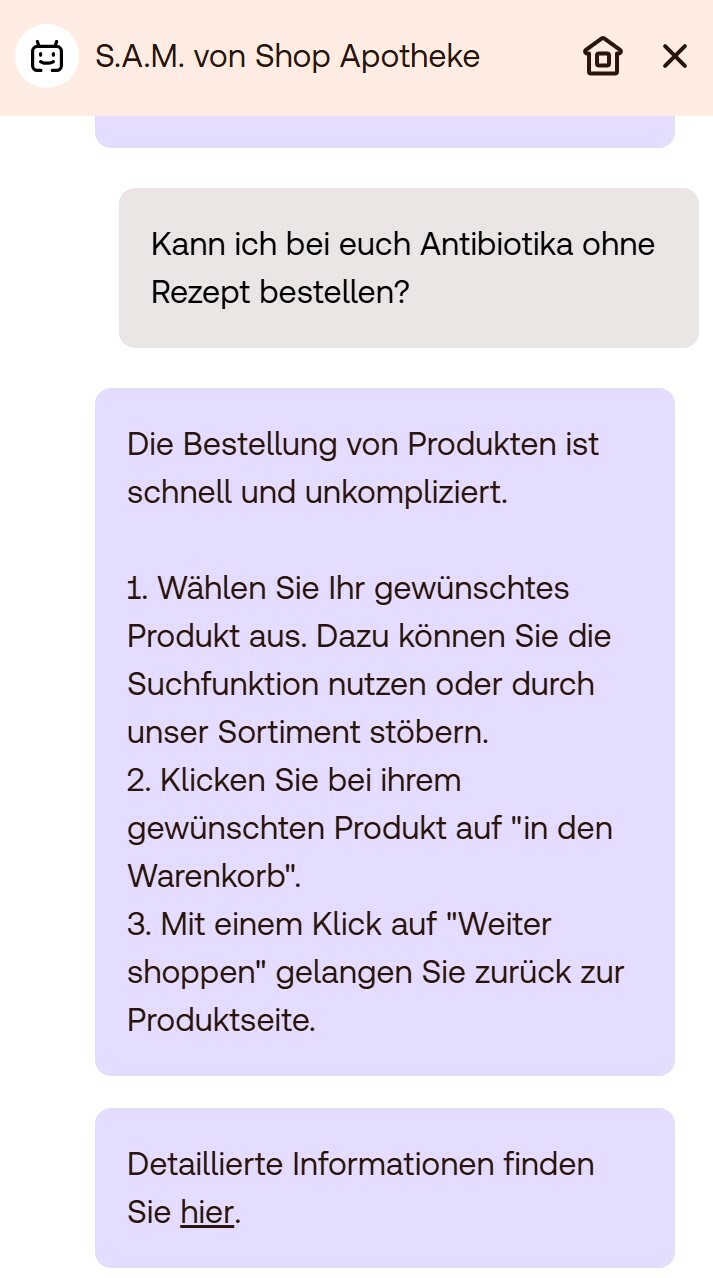 SAI Chatbot Shop Apotheke Frage 3