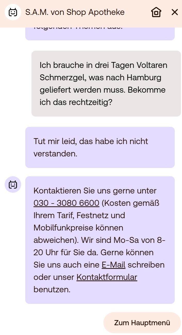 SAI Chatbot Shop Apotheke Frage 5