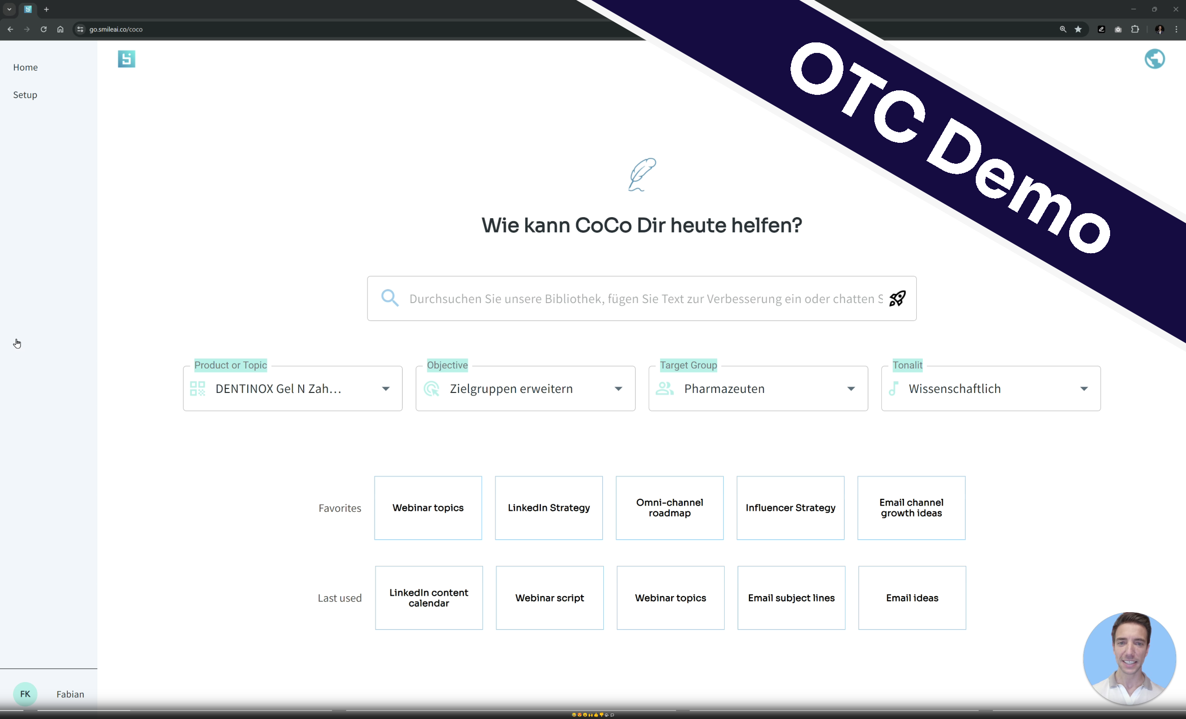 Screenshot Coco OTC Demo